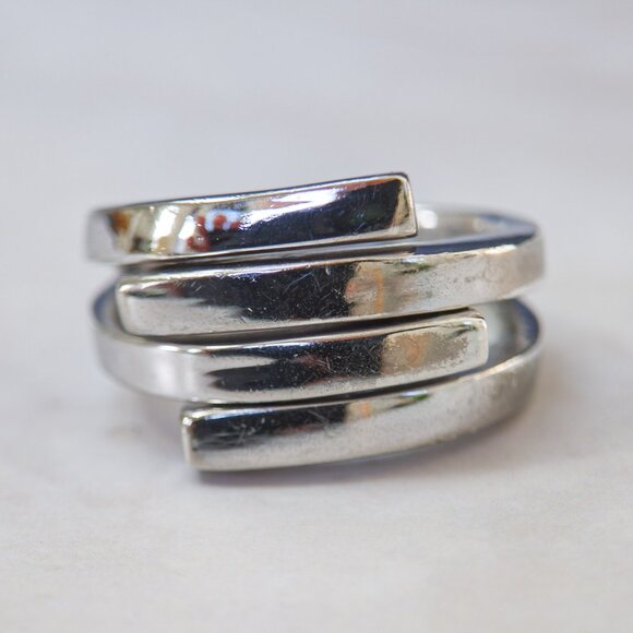 Sterling Quadruple-Wrap Modernist Band — Size 7.25 (NF 925) - Picture 1 of 14